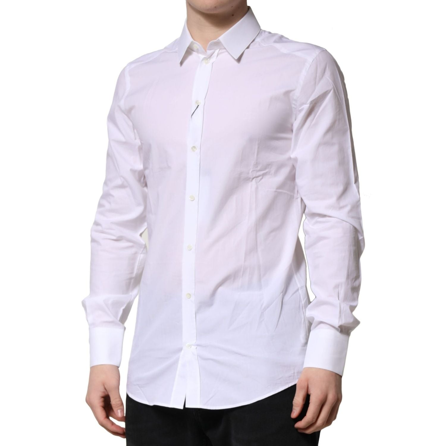 Dolce & Gabbana White Cotton GOLD Long Sleeves Formal Shirt