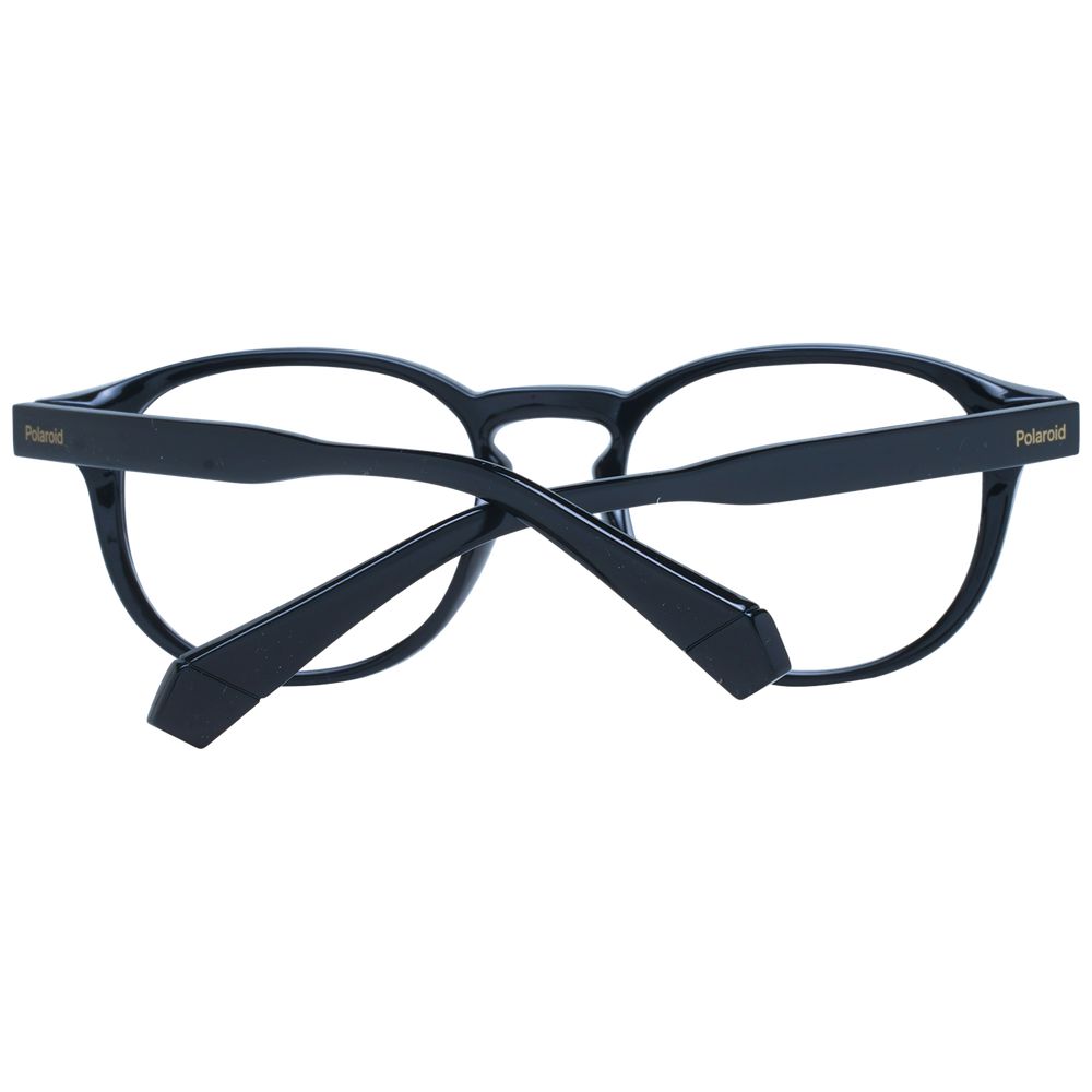 Polaroid Black Unisex Glasses Frame with full-rim polyamide design and demo lenses, shown with branded case.