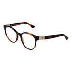 Guess Brown Women Glasses Frame in full-rim butterfly style with plastic material and demo lenses, measuring 53-17-140.