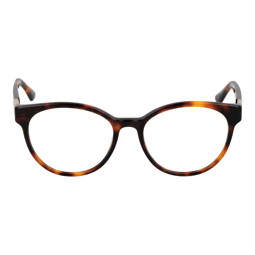 Guess Brown Women Glasses Frame, full-rim butterfly style with demo lenses and plastic material, 53-17-140 size, includes branded case