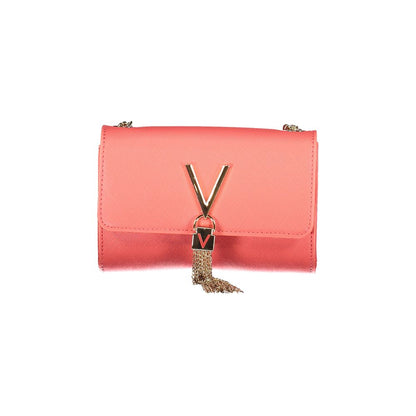 Mario Valentino Pink Polyethylene Handbag with chain shoulder strap, internal pocket, card pocket, contrasting details, button closure, logo