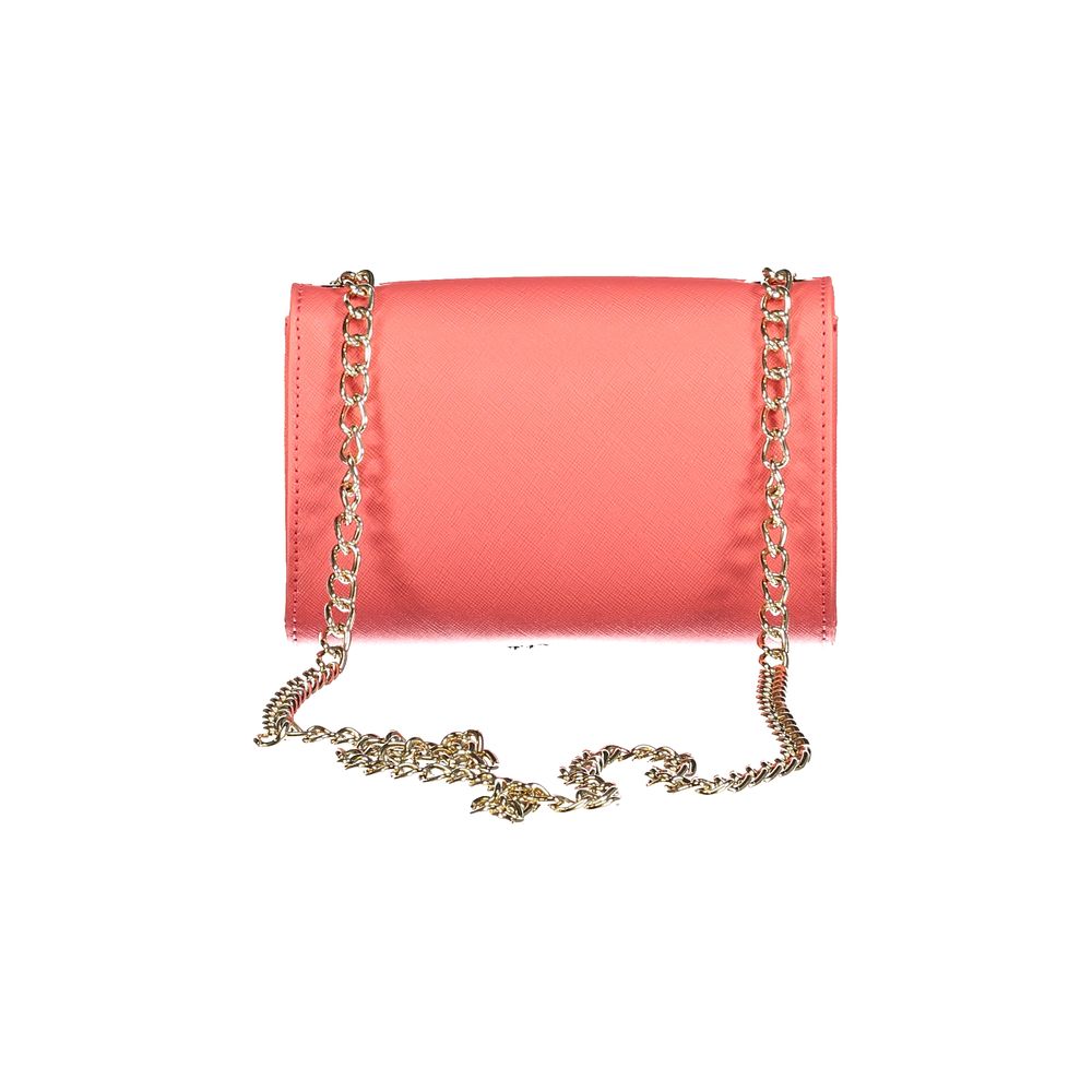 Mario Valentino Pink Polyethylene Handbag with chain shoulder strap, internal pocket, card pocket, contrasting details, button closure, logo.