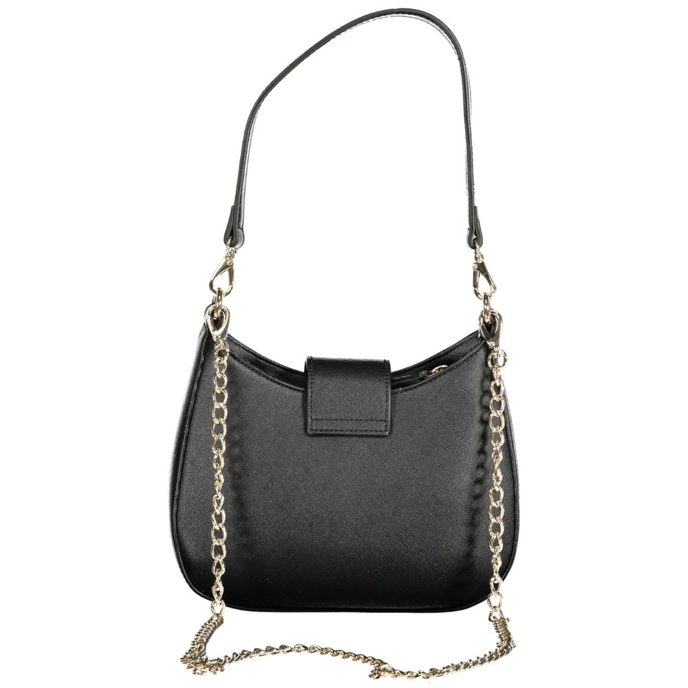 Mario Valentino Black Polyethylene Women Handbag with chain and shoulder strap
