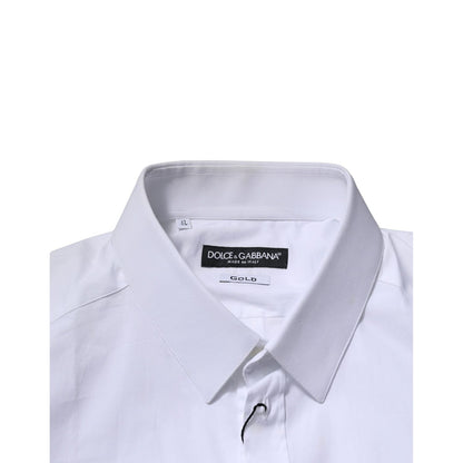 Dolce & Gabbana White GOLD Long Sleeves Dress Formal Shirt