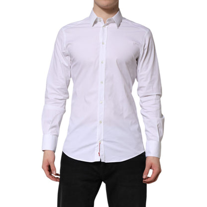 Dolce & Gabbana White GOLD Cotton Dress Formal Shirt