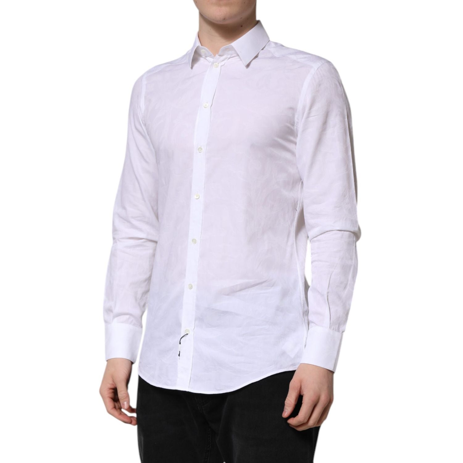 Dolce & Gabbana White MARTINI Cotton Long Sleeve Formal Shirt