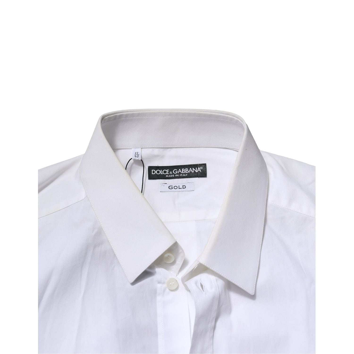 Dolce & Gabbana White GOLD Cotton Men Dress Formal Shirt