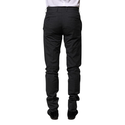 Dolce & Gabbana Gray Striped Cotton Formal Pants