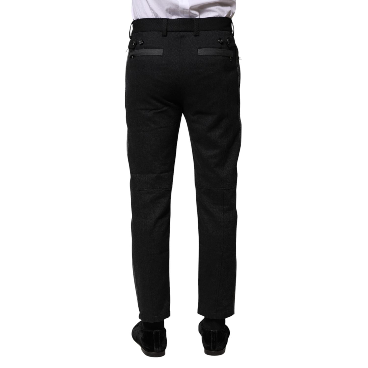 Dolce & Gabbana Black Gray Fantasy Cotton Formal Slim Pants