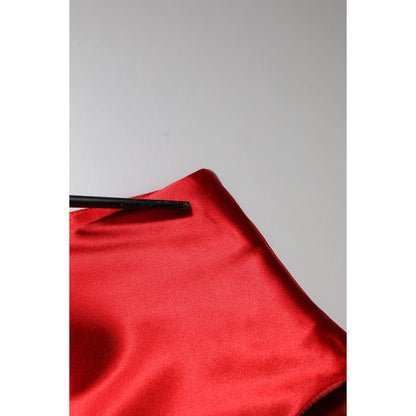 Dolce & Gabbana Red Acetate Sleeveless Sheath Midi Dress