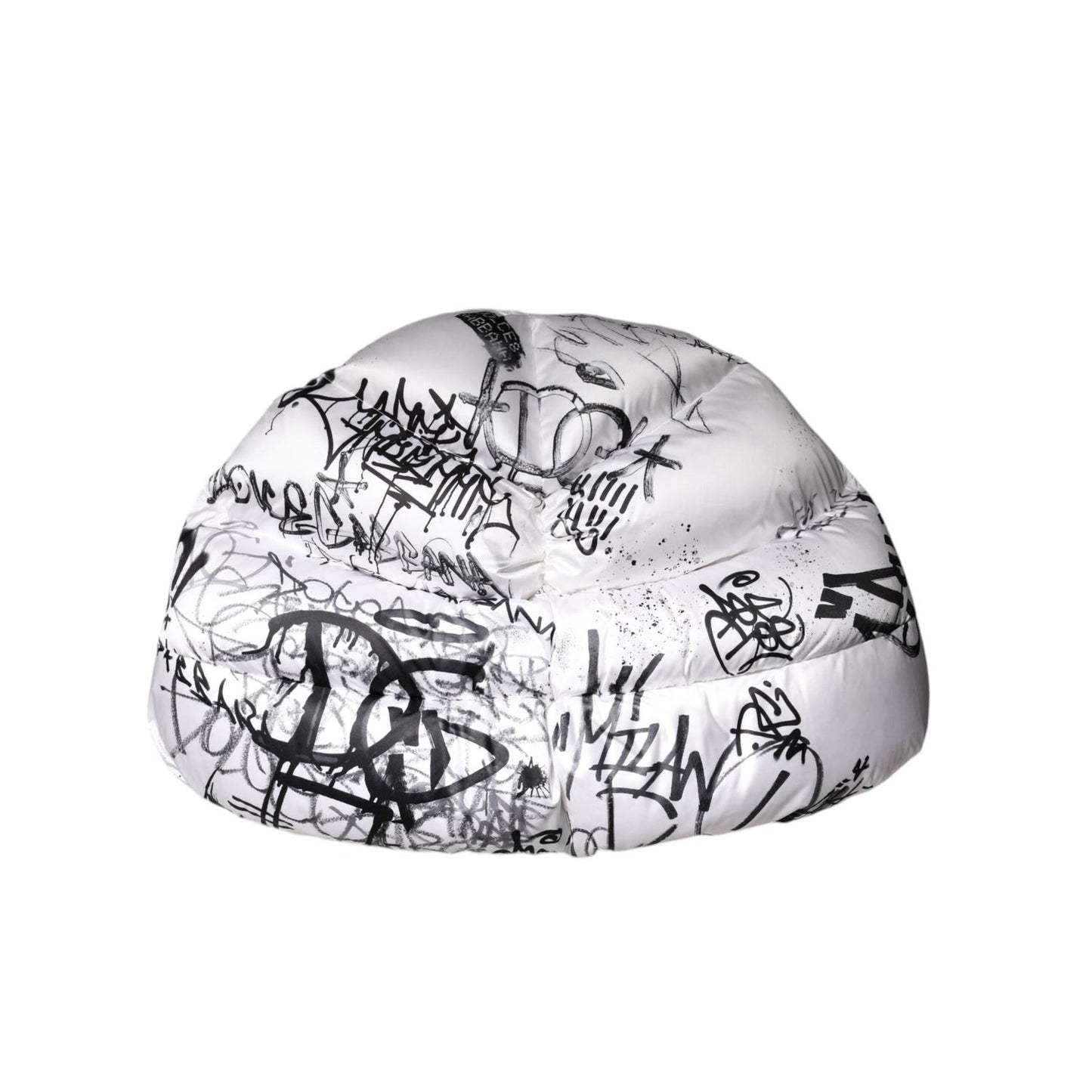 Dolce & Gabbana White Polyester Printed Hood Quilted Hat JKT41457