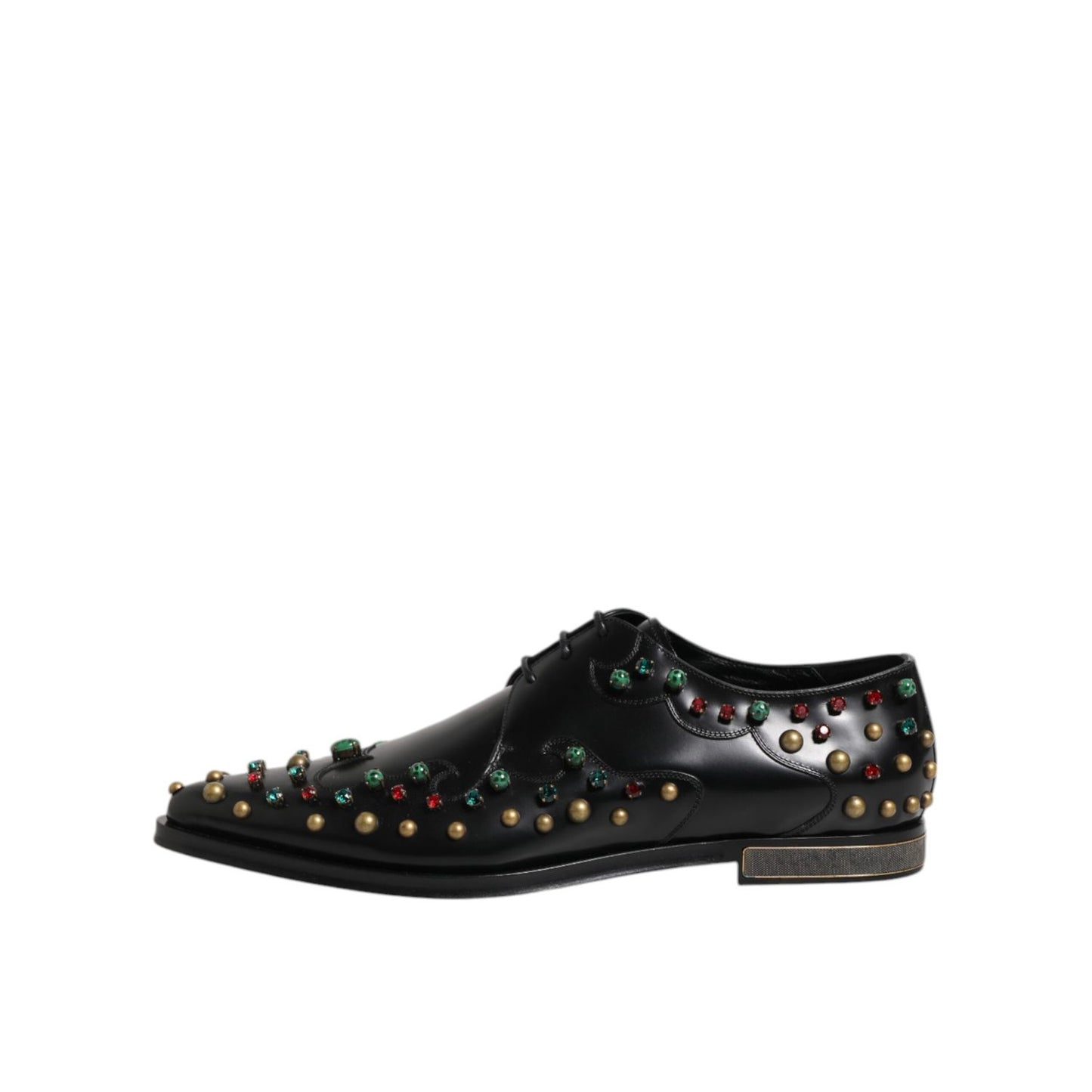 Dolce & Gabbana Black Leather Derby Dress Studded Shoes