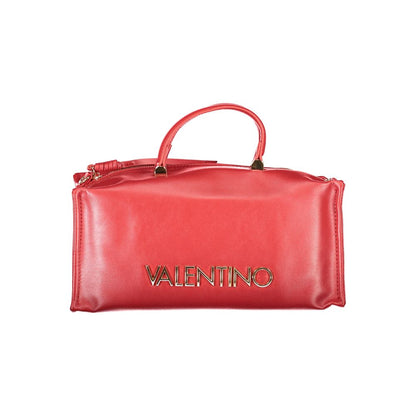 Mario Valentino Red Polyethylene Women Handbag with handles and shoulder strap, featuring elegant design and multiple pockets.