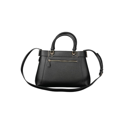 Guess Jeans Black Polyethylene Women Handbag with dual handles and adjustable strap, elegant design for versatile use and ample storage.