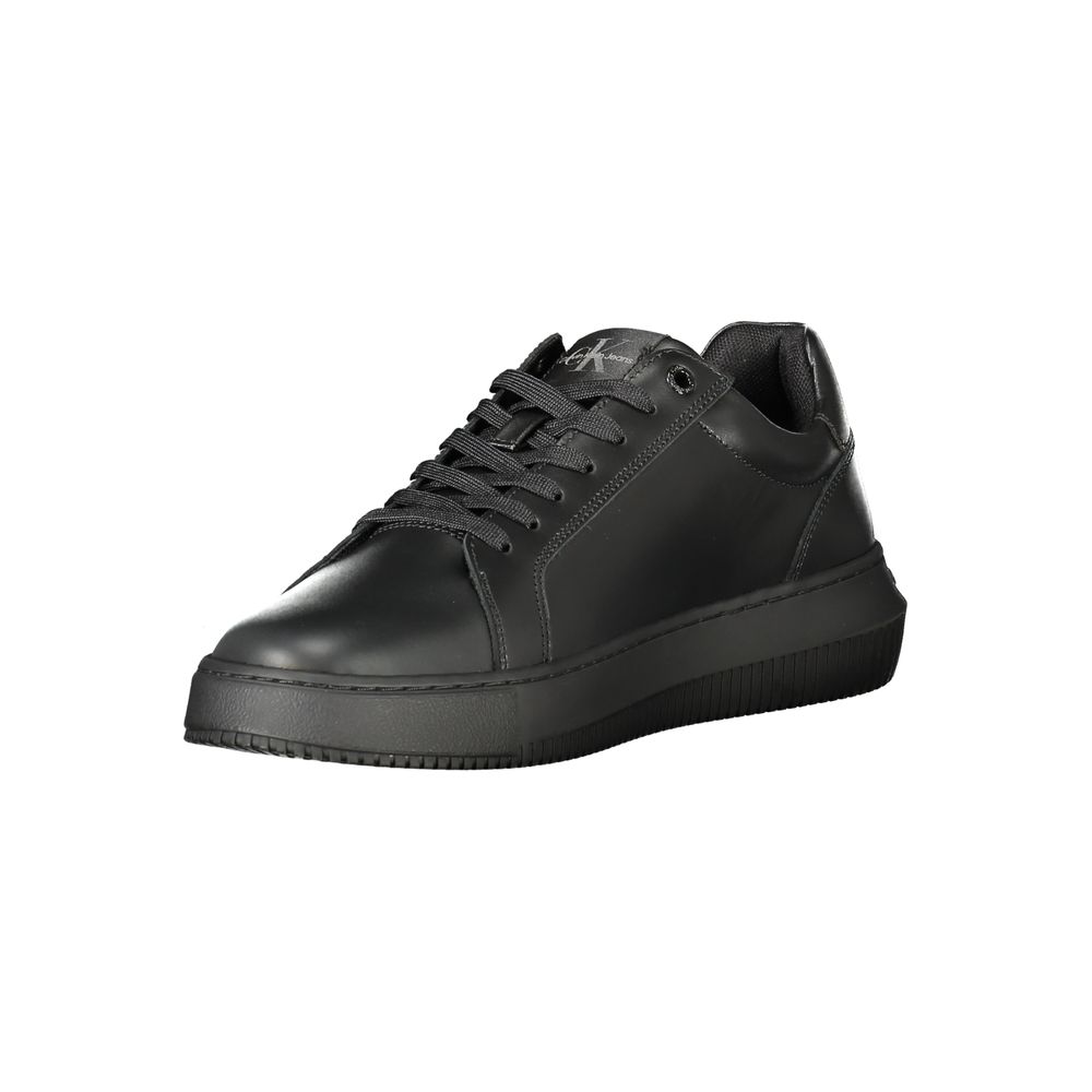 Calvin Klein Black Polyester Sneaker with contrasting details, lace-up design, removable footbed, made with recycled rubber, sports shoe.