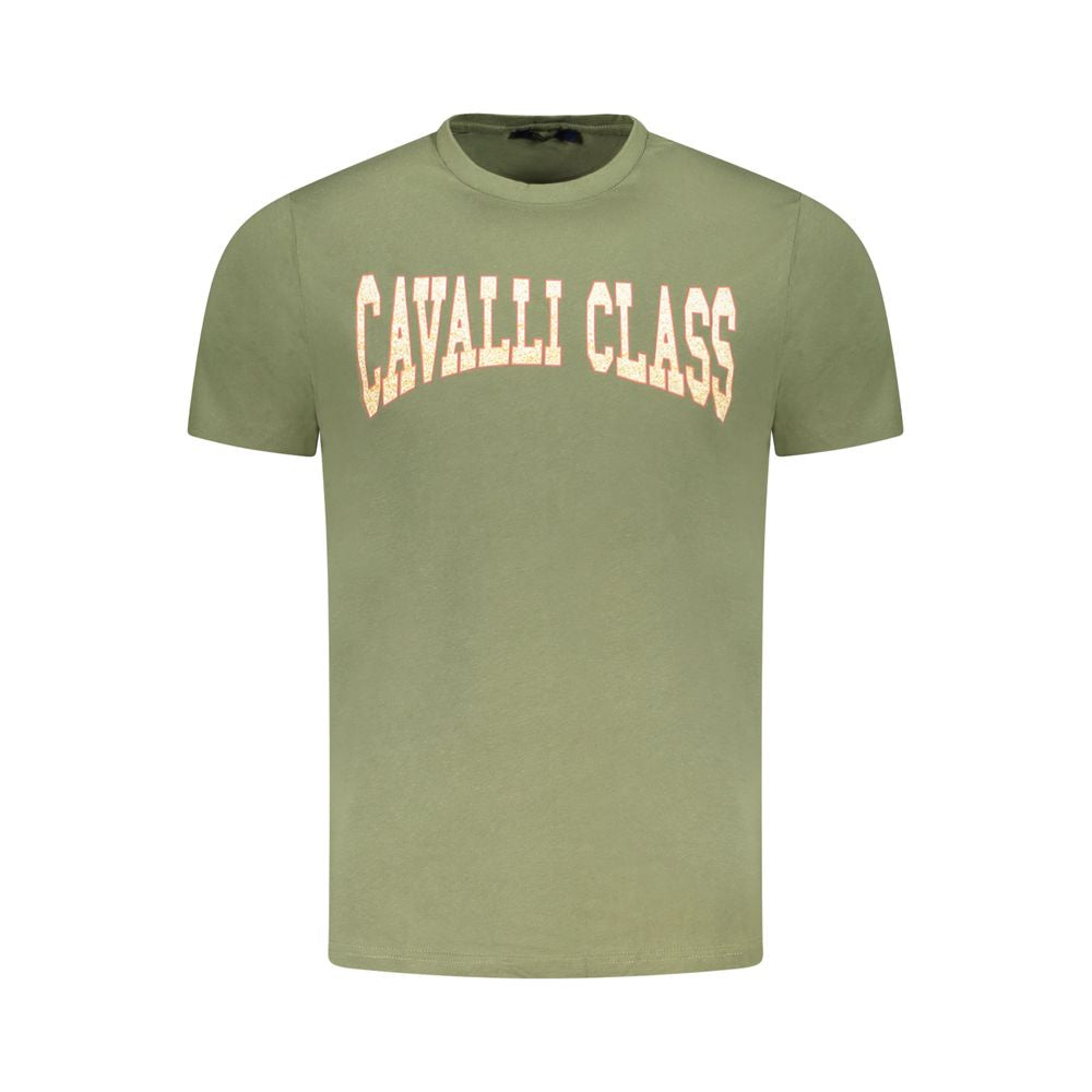 Cavalli Class Green Cotton Men T-Shirt CA-36666-M