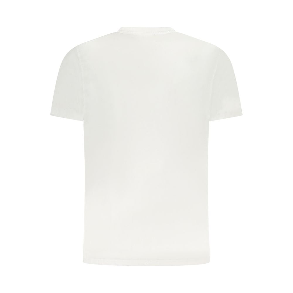 Back view of Cavalli Class White Cotton Men T-Shirt displaying simplicity and style.