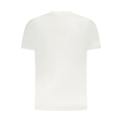 Back view of Cavalli Class White Cotton Men T-Shirt displaying simplicity and style.