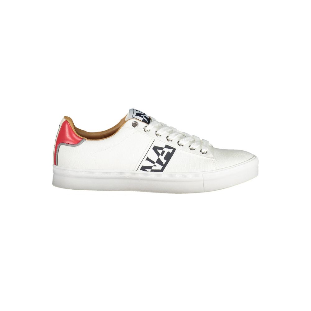 Napapijri White Polyester Men Sneaker with logo and contrasting details