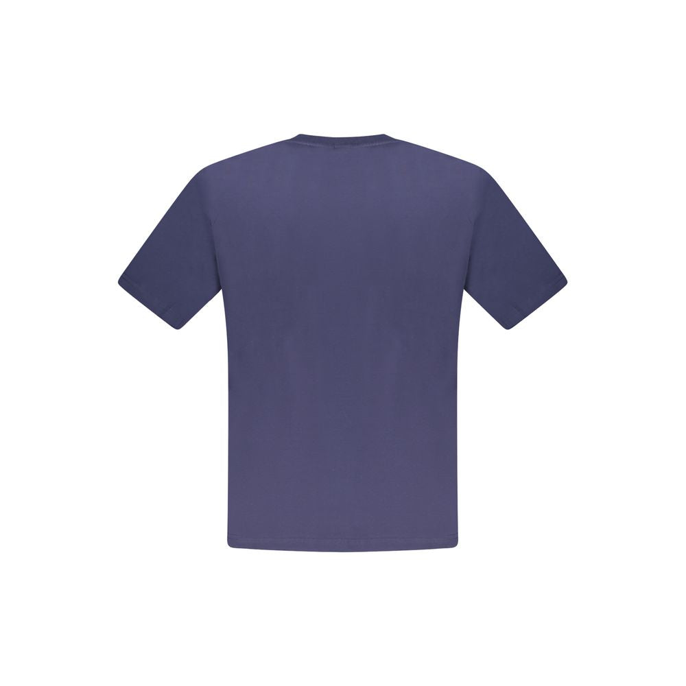 Back view of North Sails Blue Cotton Men T-Shirt featuring crew neck and short sleeves.