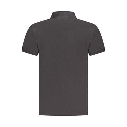 Back view of Timberland Black Cotton Men Polo Shirt, featuring organic cotton and signature logo embroidery.
