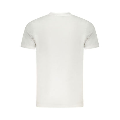 Back view of Cavalli Class White Cotton Men T-Shirt, showcasing pristine design and luxurious fabric for a stylish and comfortable fit.