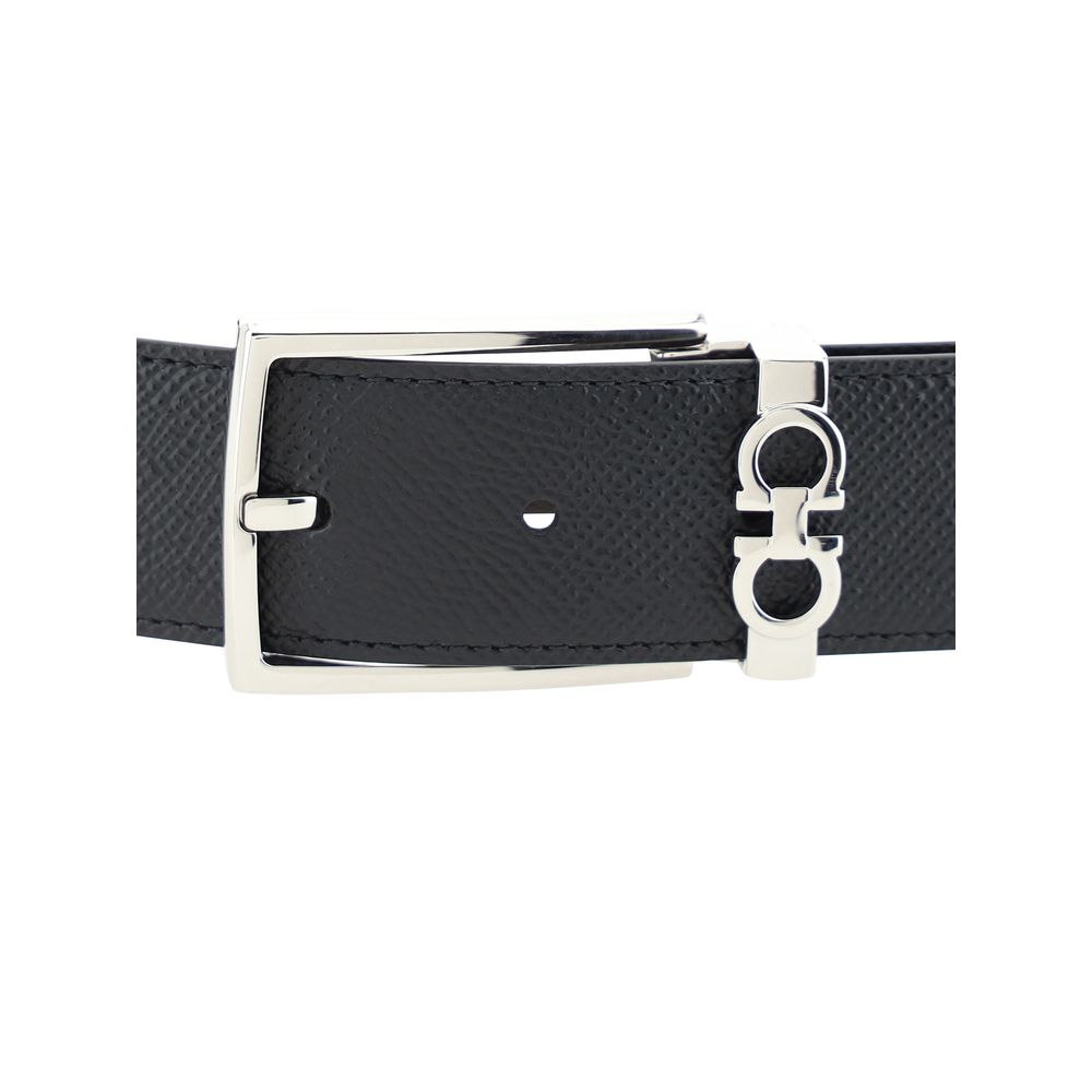 Ferragamo Black Calf Leather Bos Taurus Regular Belt