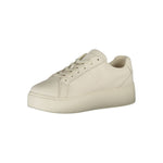 Tommy Hilfiger White Polyester Sneaker with 4 cm wedge and laces, featuring iconic logo.