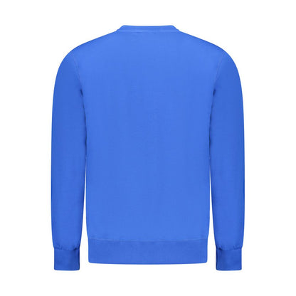 Back view of North Sails Blue Cotton Men Sweater showcasing sleek design and premium fabric quality.