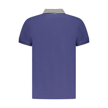 Cavalli Class Blue Cotton Men Polo Shirt featuring contrasting collar details, showcasing premium style and comfort.