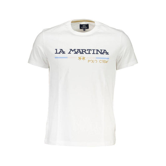 La Martina White Cotton Men T-Shirt LA-37347-L