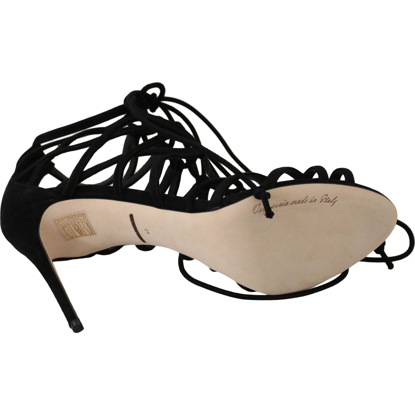 Dolce & Gabbana Black Suede Strap Stilettos Sandals