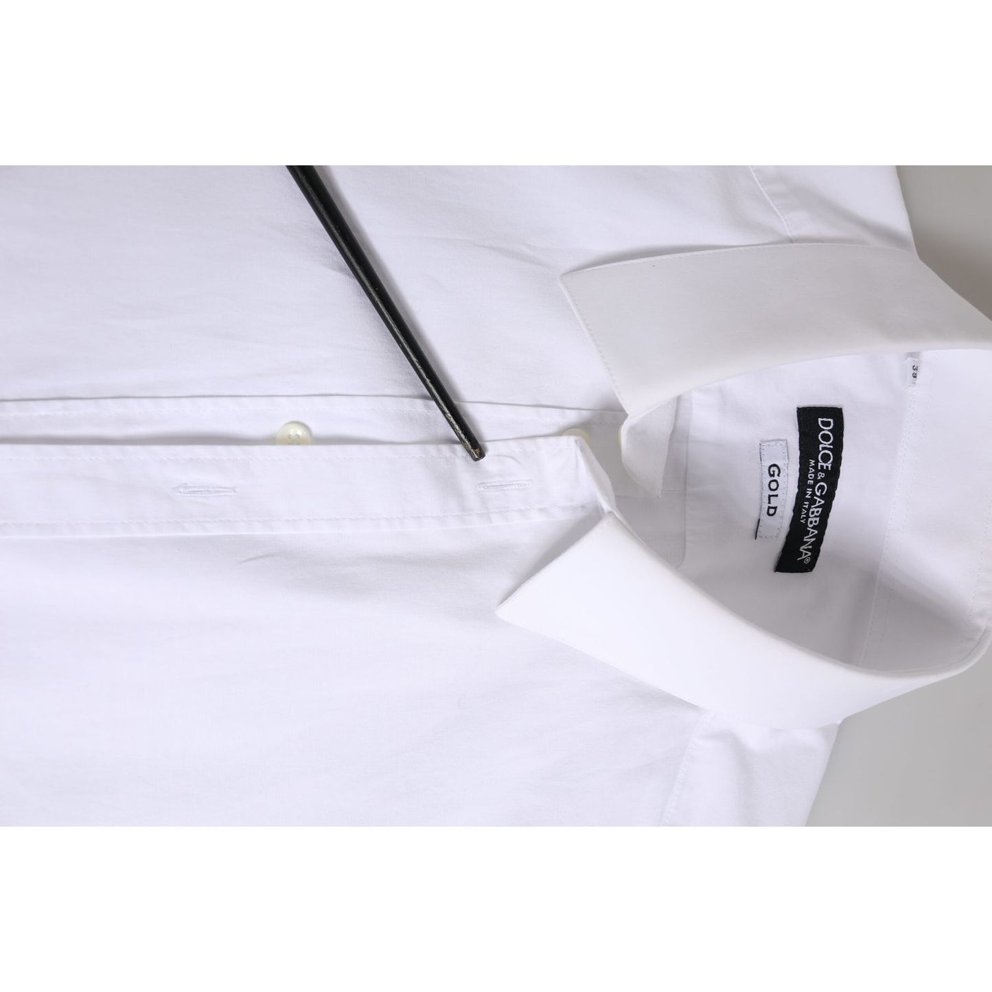 Dolce & Gabbana White Cotton GOLD Long Sleeve Men Dress Shirt