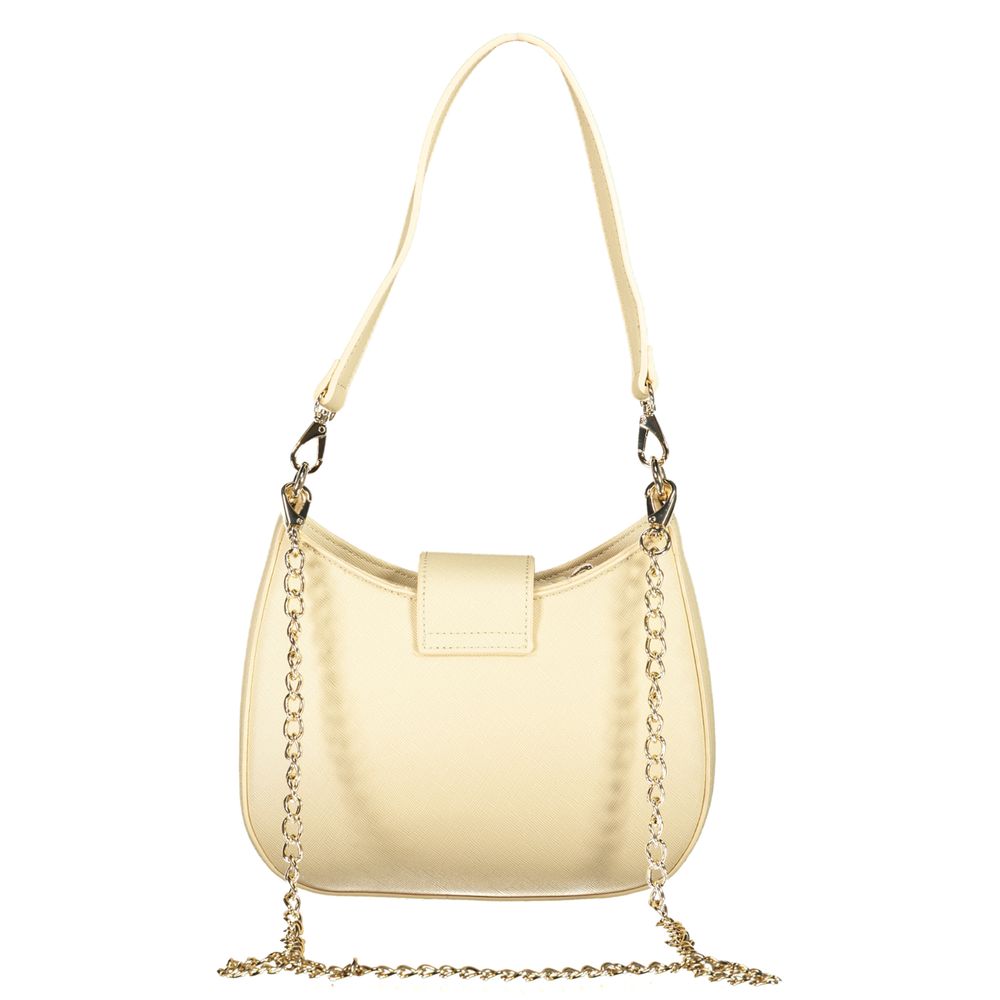 Mario Valentino Beige Polyethylene Women Handbag with chain strap and removable handle for chic functionality and sophistication.