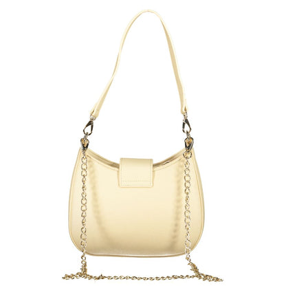Mario Valentino Beige Polyethylene Women Handbag with chain strap and removable handle for chic functionality and sophistication.