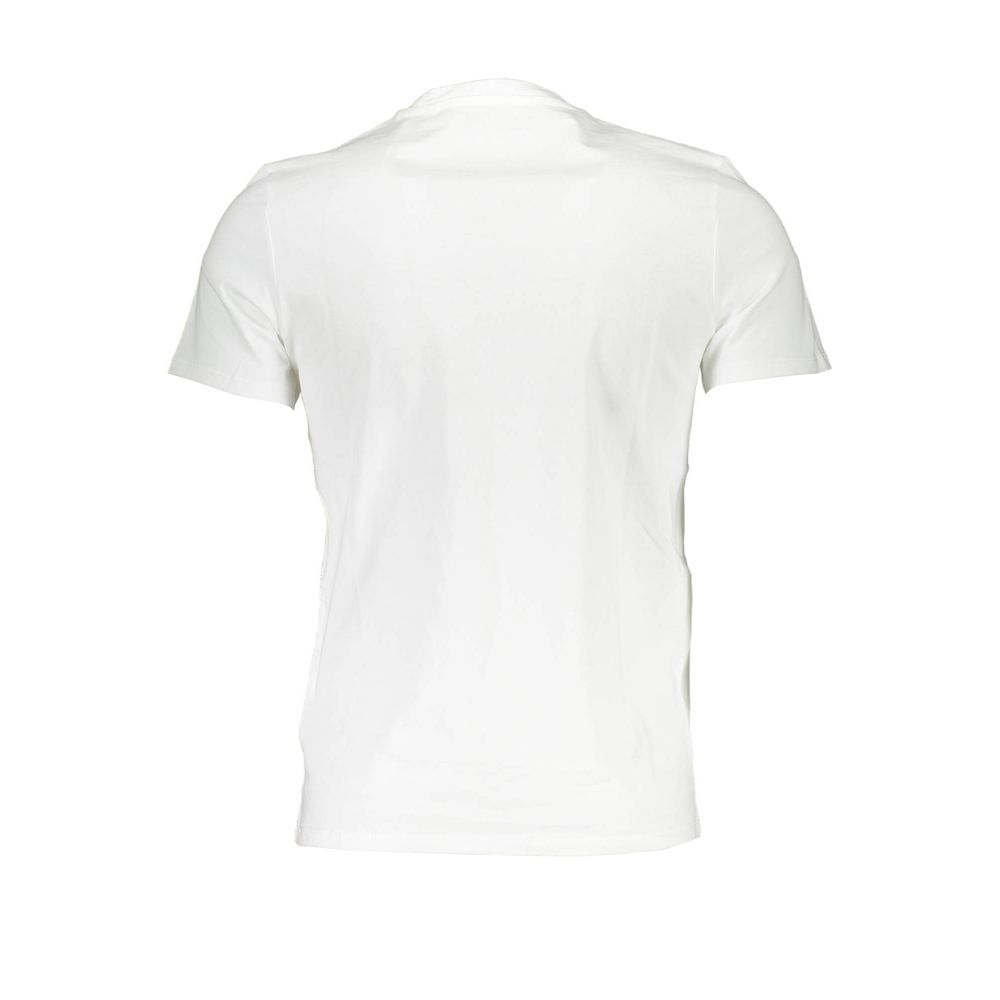 Back view of Guess Jeans White Cotton Men T-Shirt showcasing sleek silhouette and modern style.
