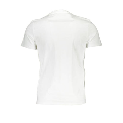 Back view of Guess Jeans White Cotton Men T-Shirt showcasing sleek silhouette and modern style.
