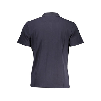 Back view of a Napapijri Blue Cotton Men Polo Shirt in premium cotton
