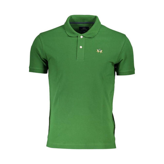 La Martina Sleek Green Slim Fit Polo with Contrast Detail LA-26371-L-FBB-408