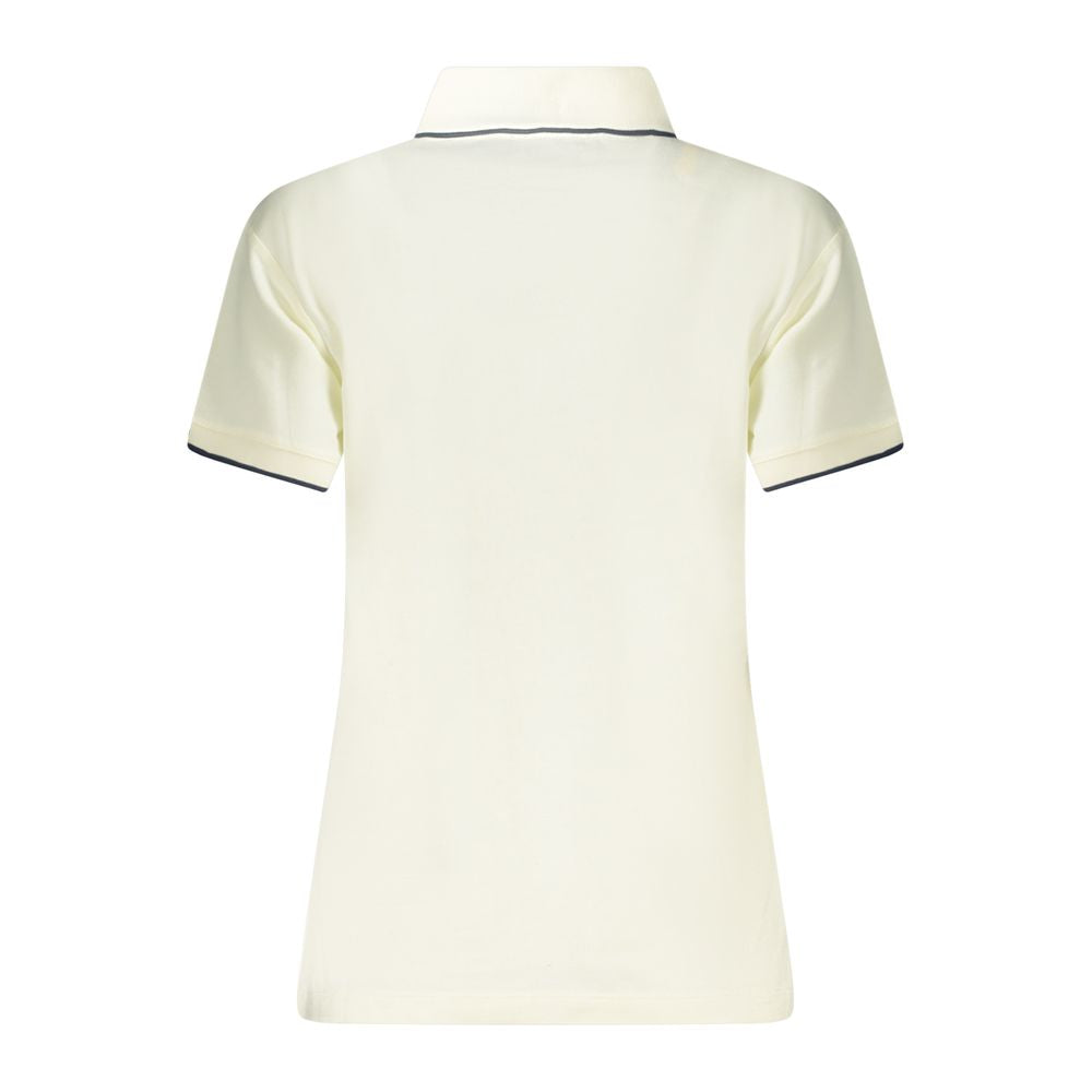 Back view of North Sails White Cotton Women Polo Shirt with contrasting details and iconic logo, perfect for a trendy nautical-inspired look.