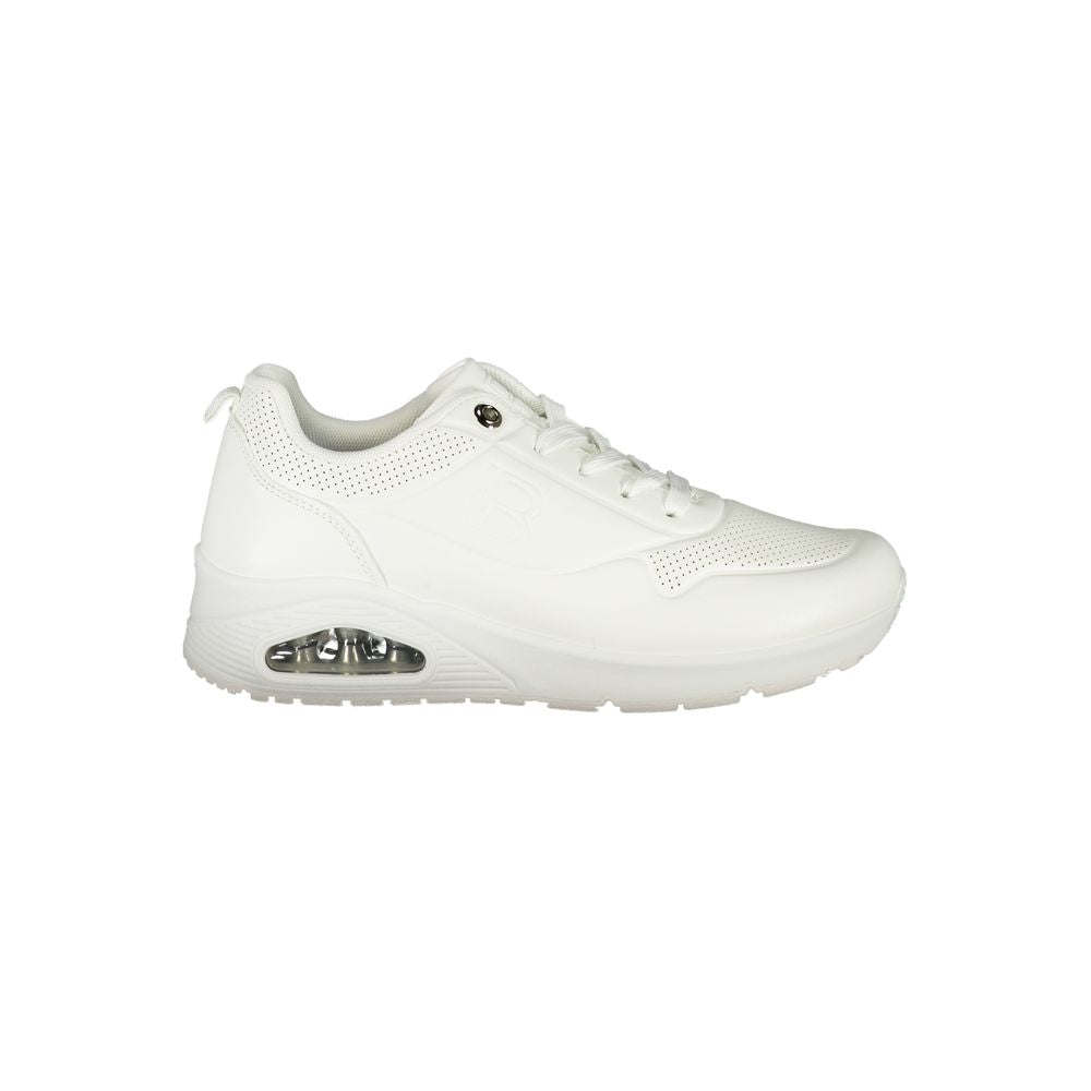 Laura Biagiotti White Polyester Women Sneaker with contrasting details and logo, featuring a sleek design and removable footbed.