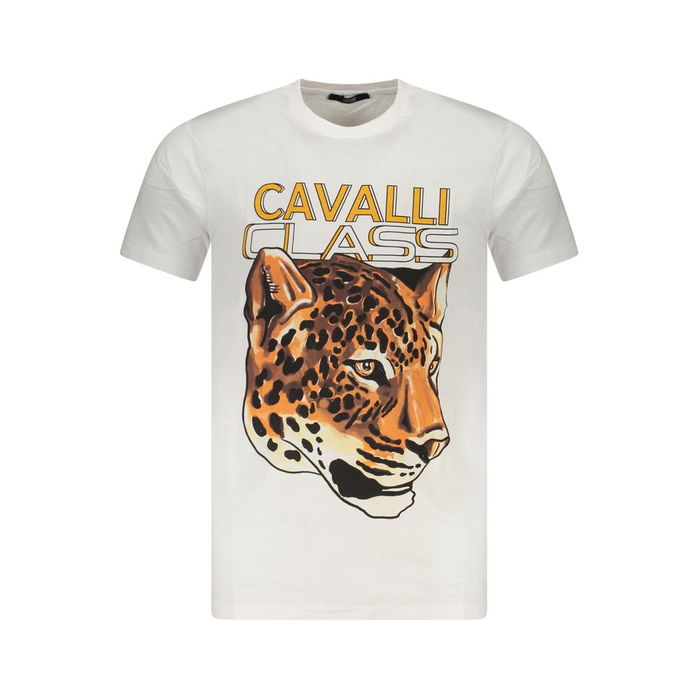 Cavalli Class White Cotton Men T-Shirt