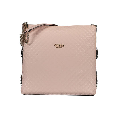 Guess Jeans Pink Polyethylene Women Handbag with chain handles and signature logo.