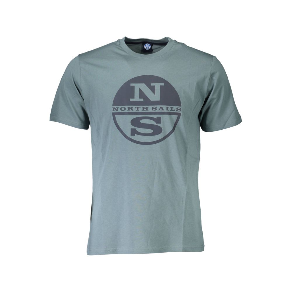 North Sails Green Cotton Men T-Shirt with logo and striking print.