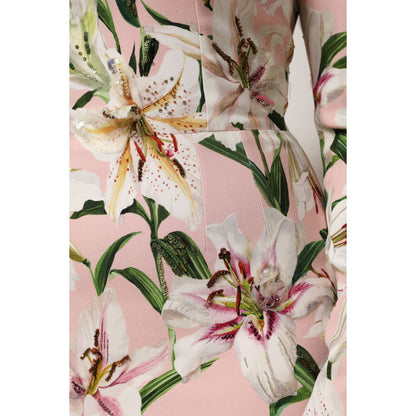Dolce & Gabbana Pink Lily Viscose Sheath Stretch Midi Dress