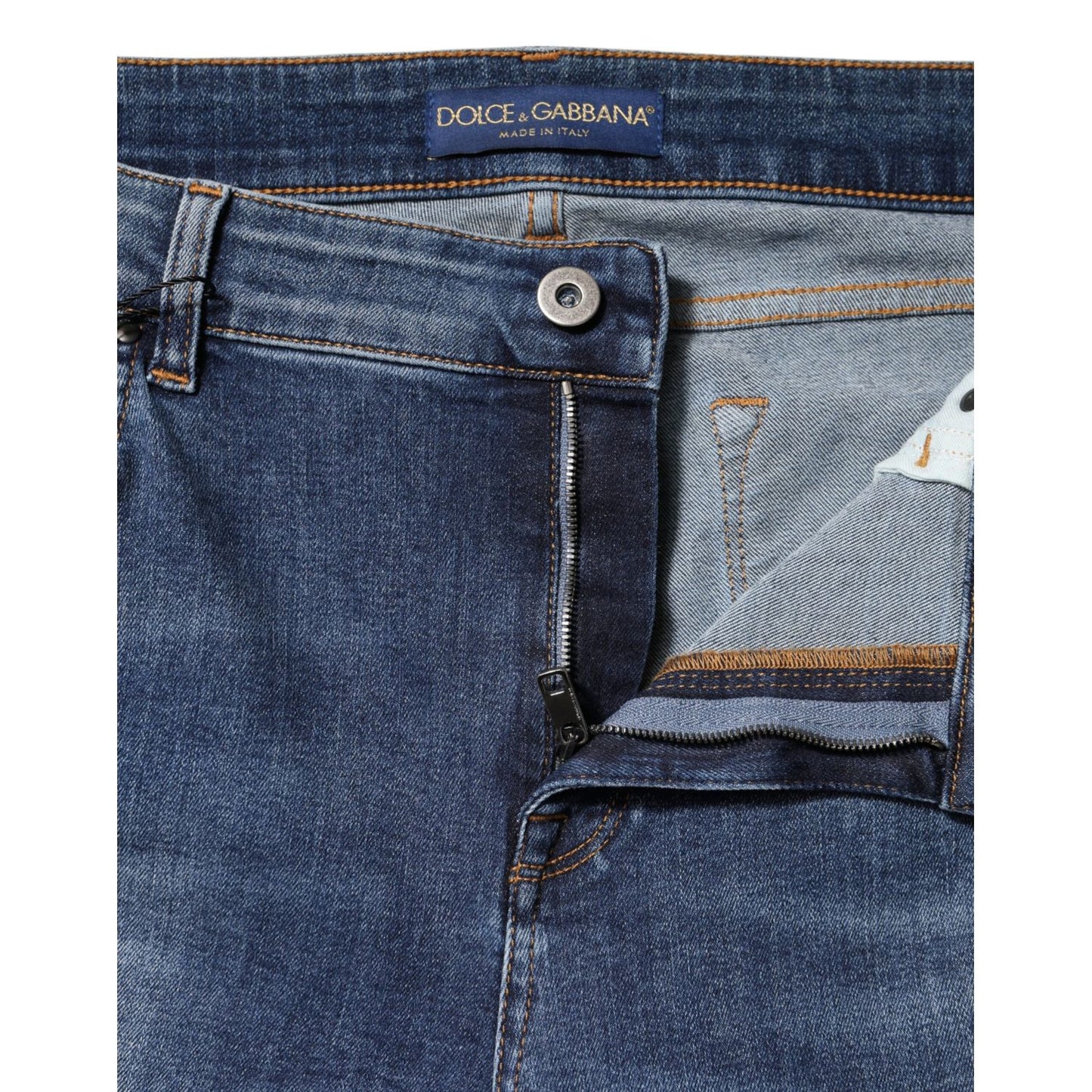 Dolce & Gabbana Blue Washed Cotton Low Waist Denim Jeans