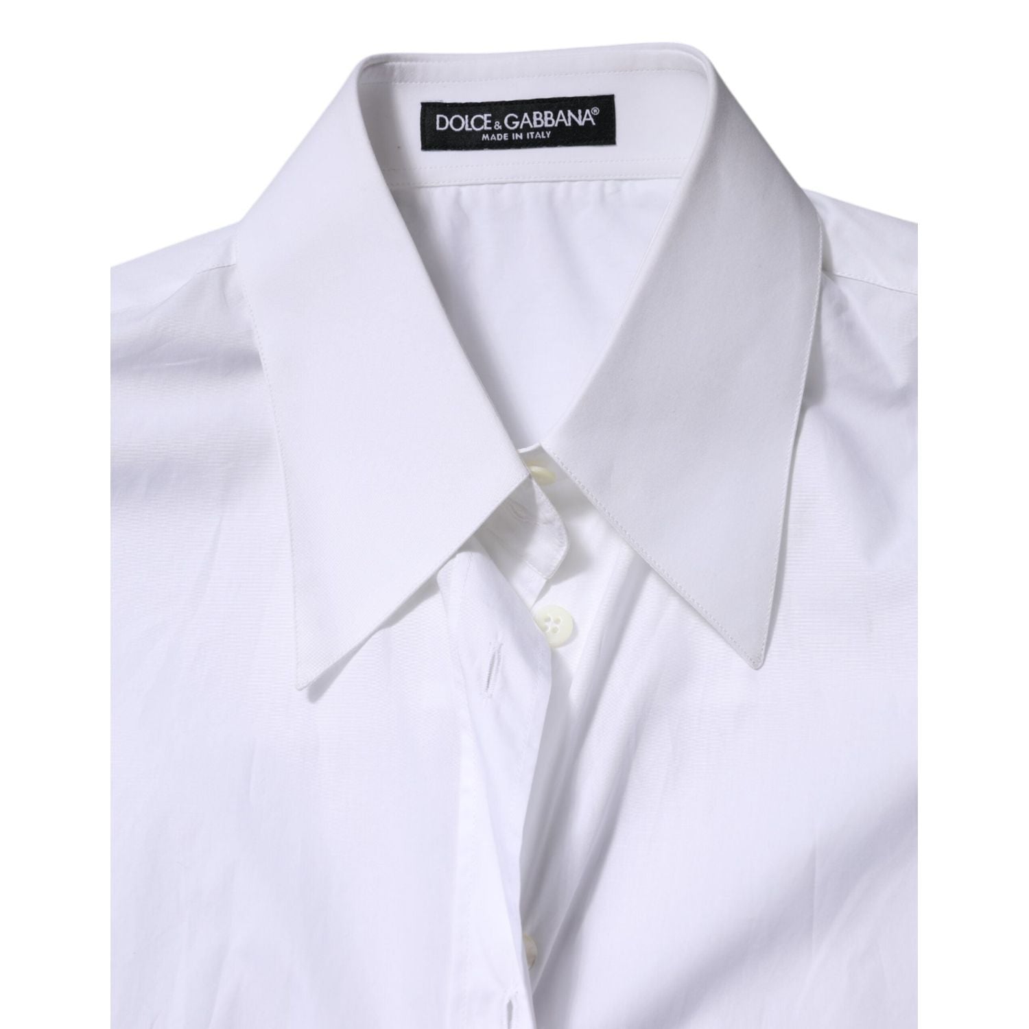 Dolce & Gabbana White Cotton Collared Shirt Long Sleeve Top