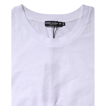 Dolce & Gabbana White Cotton Short Sleeve Round Neck T-shirt
