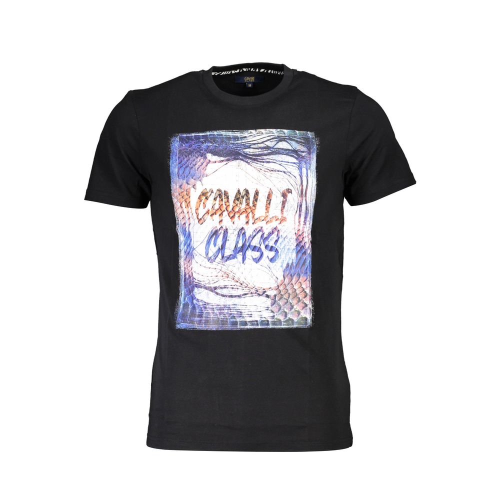 Cavalli Class Black Cotton Men T-Shirt