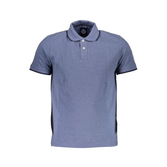 North Sails Blue Cotton Men Polo Shirt with contrasting details and logo application